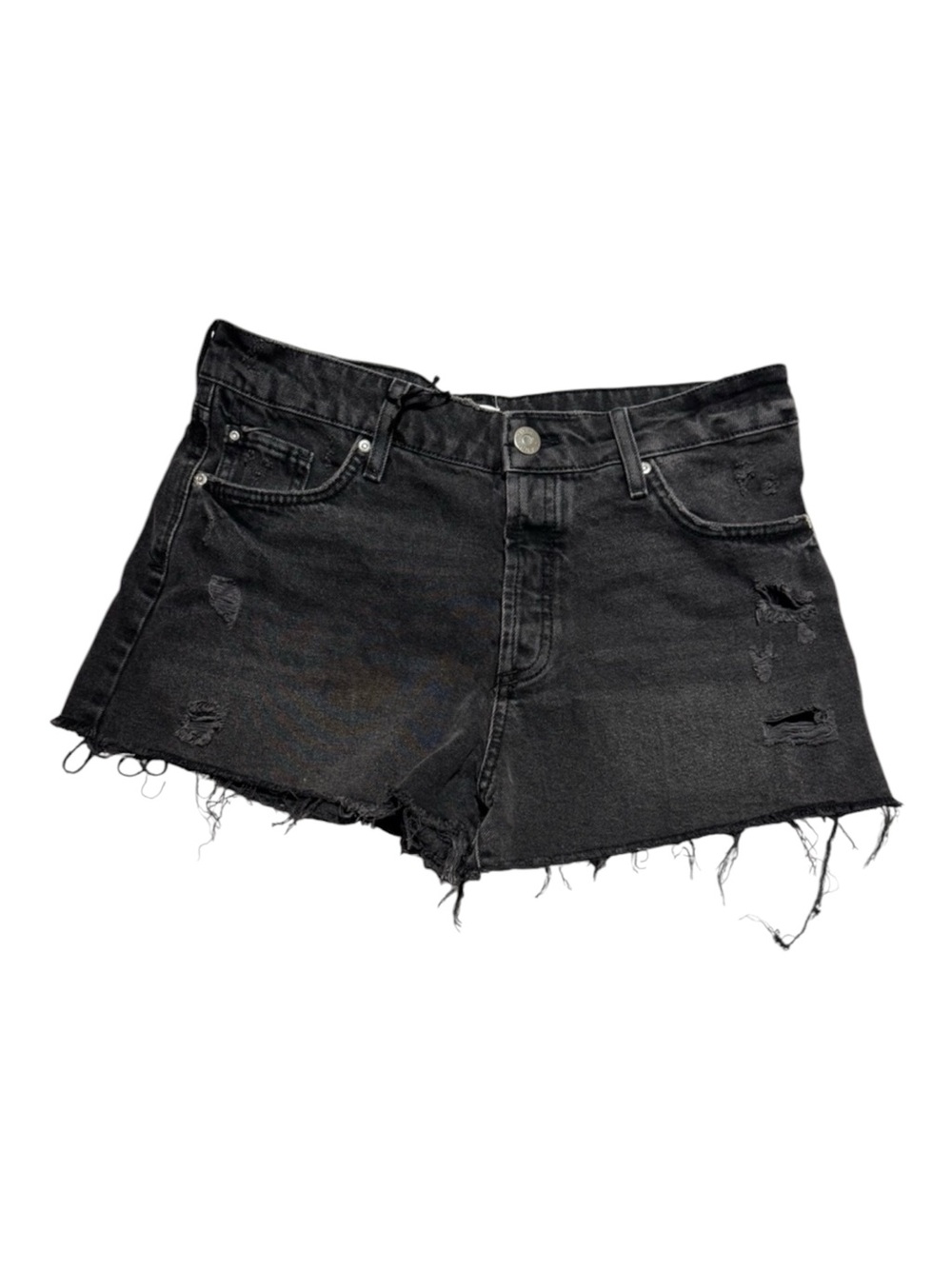 River Island Black "RI Pretty Roman" Distressed Cutoff Denim Shorts US size 10